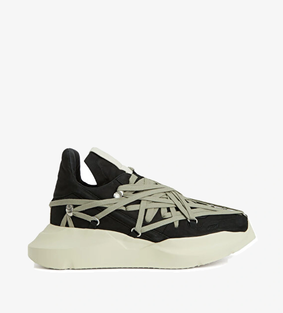 Rick Owens Megalace Runner Siyah Erkek Deri Sneaker model görseli