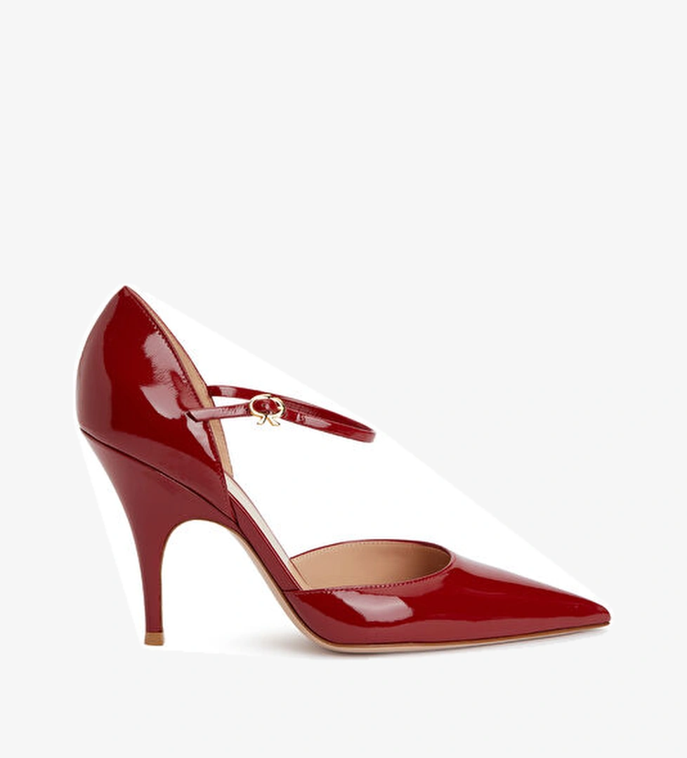 Gianvito Rossi Sofia D'Orsay Kırmızı Deri Topuklu Ayakkabı model görseli