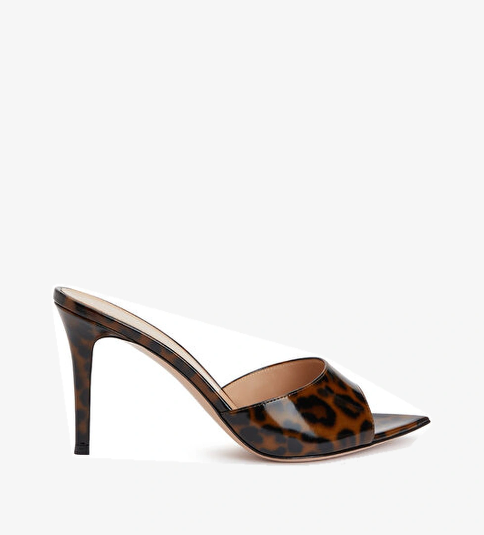 Gianvito Rossi Elle Leopar Kadın Deri Terlik model görseli