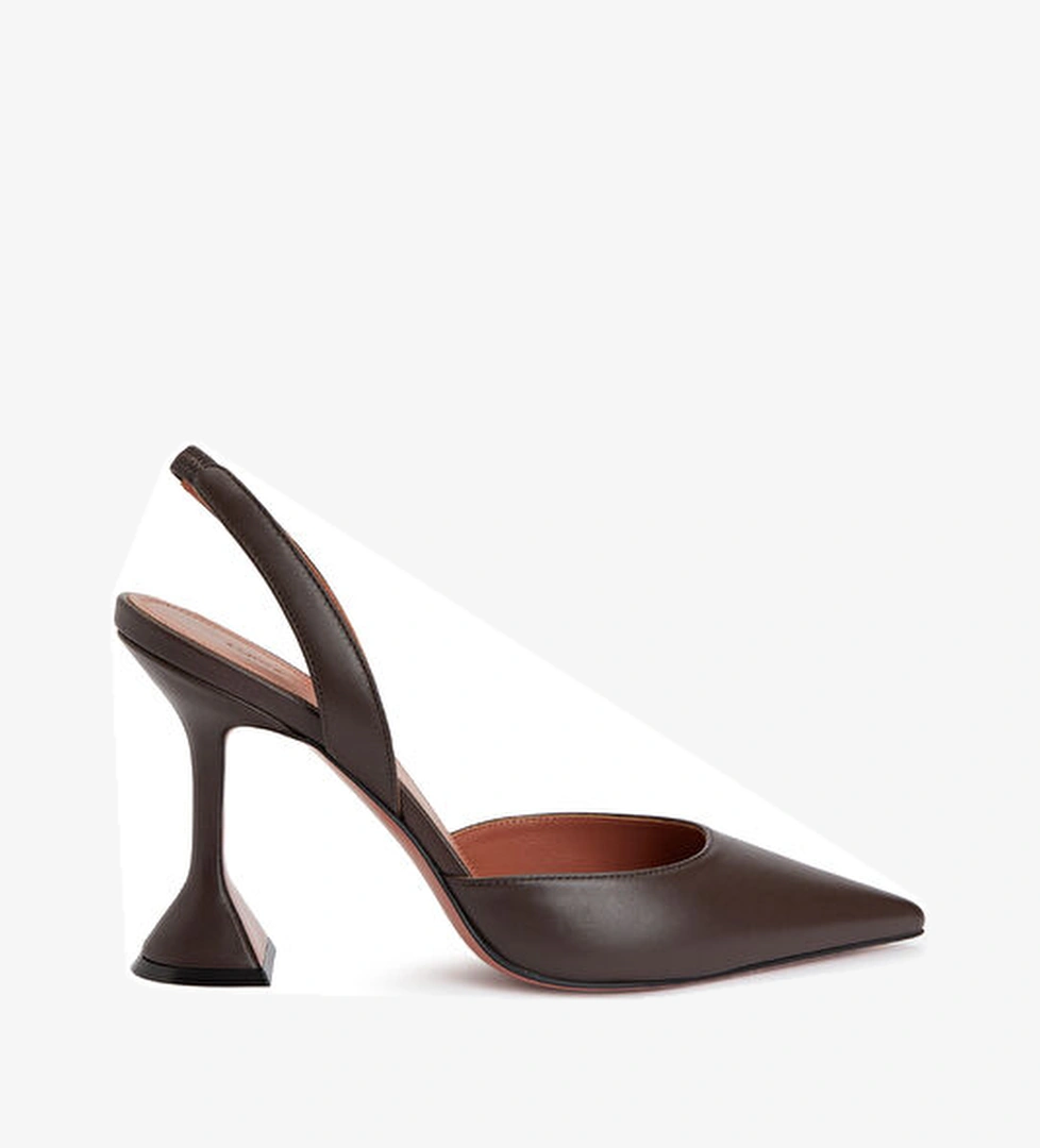 Amina Muaddi Holli Kahverengi Deri Topuklu Ayakkabı model görseli