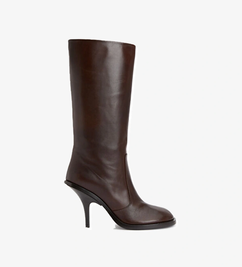 Dries Van Noten Koyu Kahverengi Kadın Deri Bot model görseli