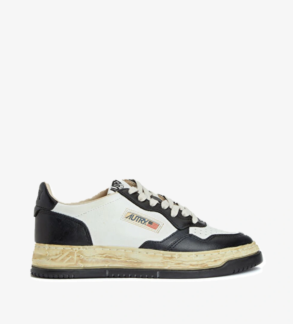 x Mihara Yasuhiro Siyah Beyaz Kadın Deri Sneaker - Görsel 1