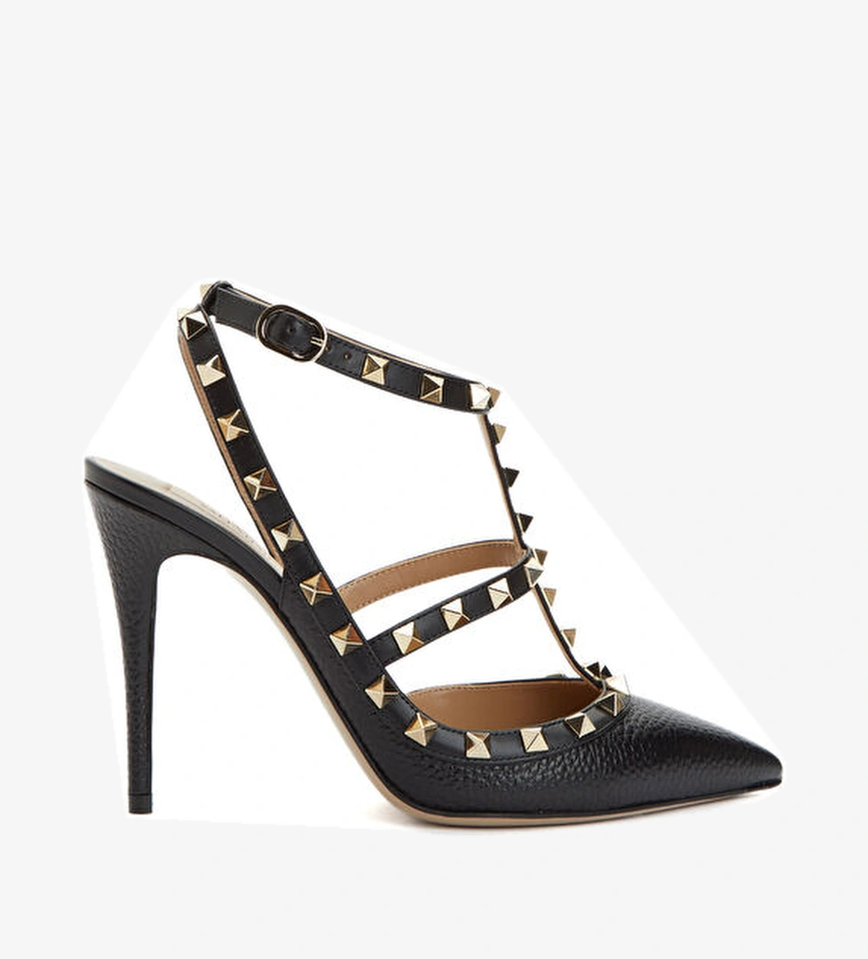 Valentino Garavani Rockstud Siyah Deri Topuklu Ayakkabı model görseli