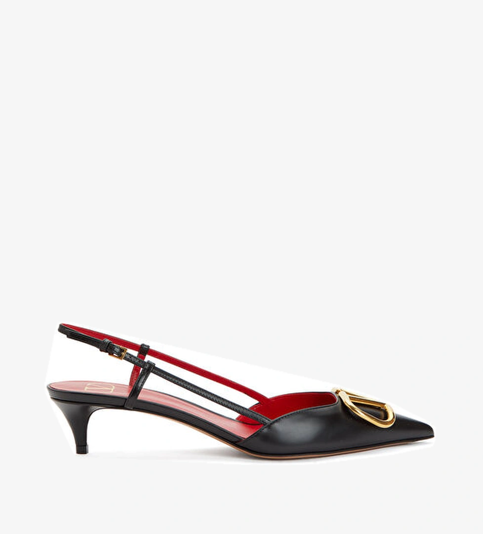 Valentino Garavani VLogo Siyah Deri Topuklu Ayakkabı model görseli