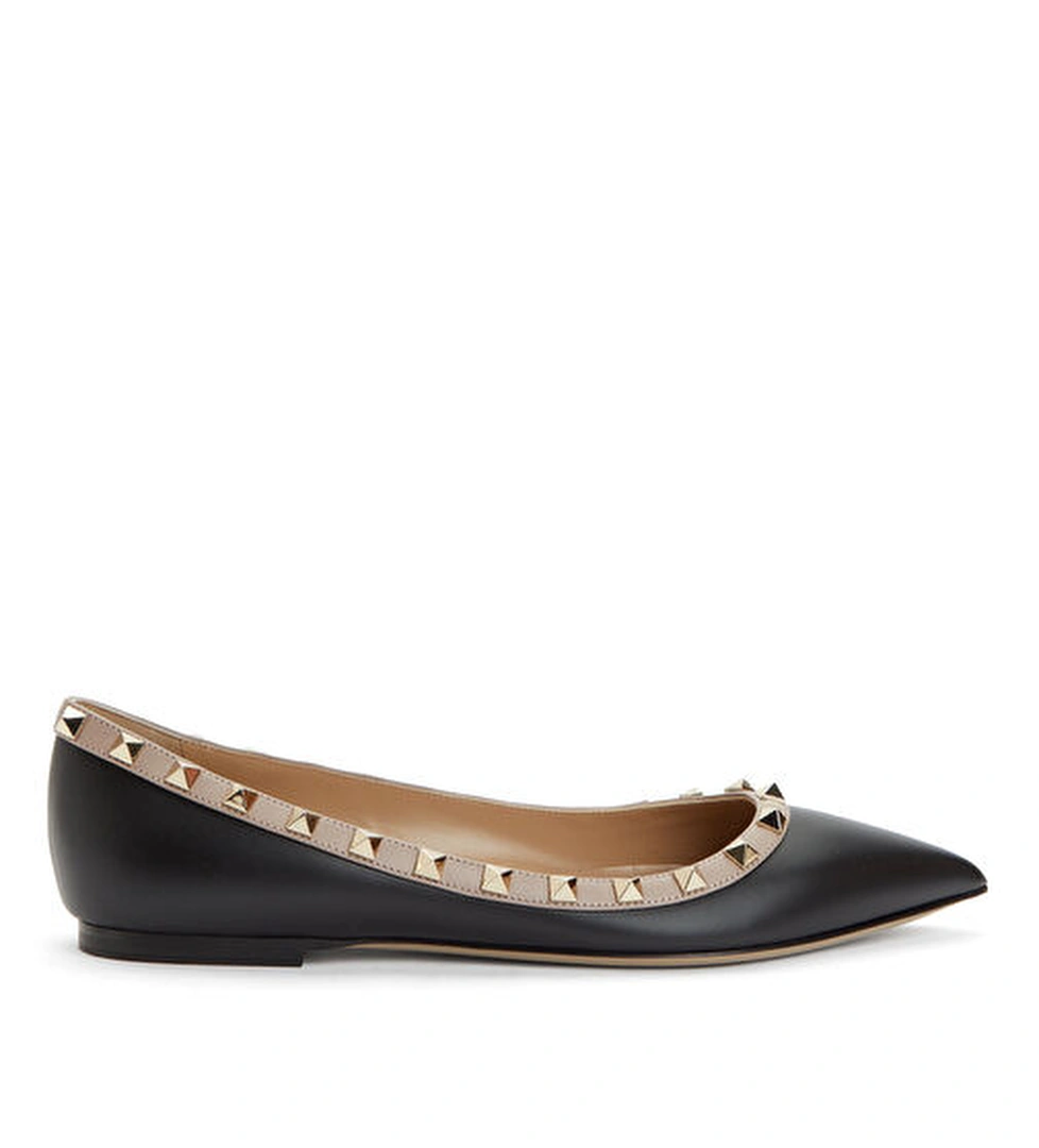 Valentino Garavani Rockstud Siyah Deri Babet model görseli