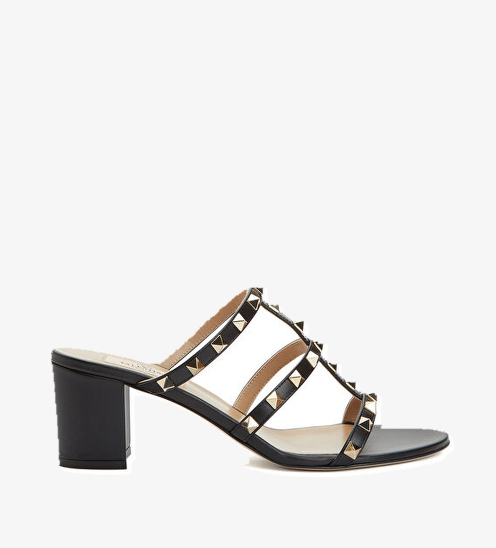 Valentino Garavani Rockstud Siyah Kadın Deri Terlik model görseli