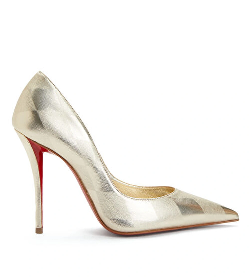 Miss Gold Desenli Deri Stiletto - Görsel 1