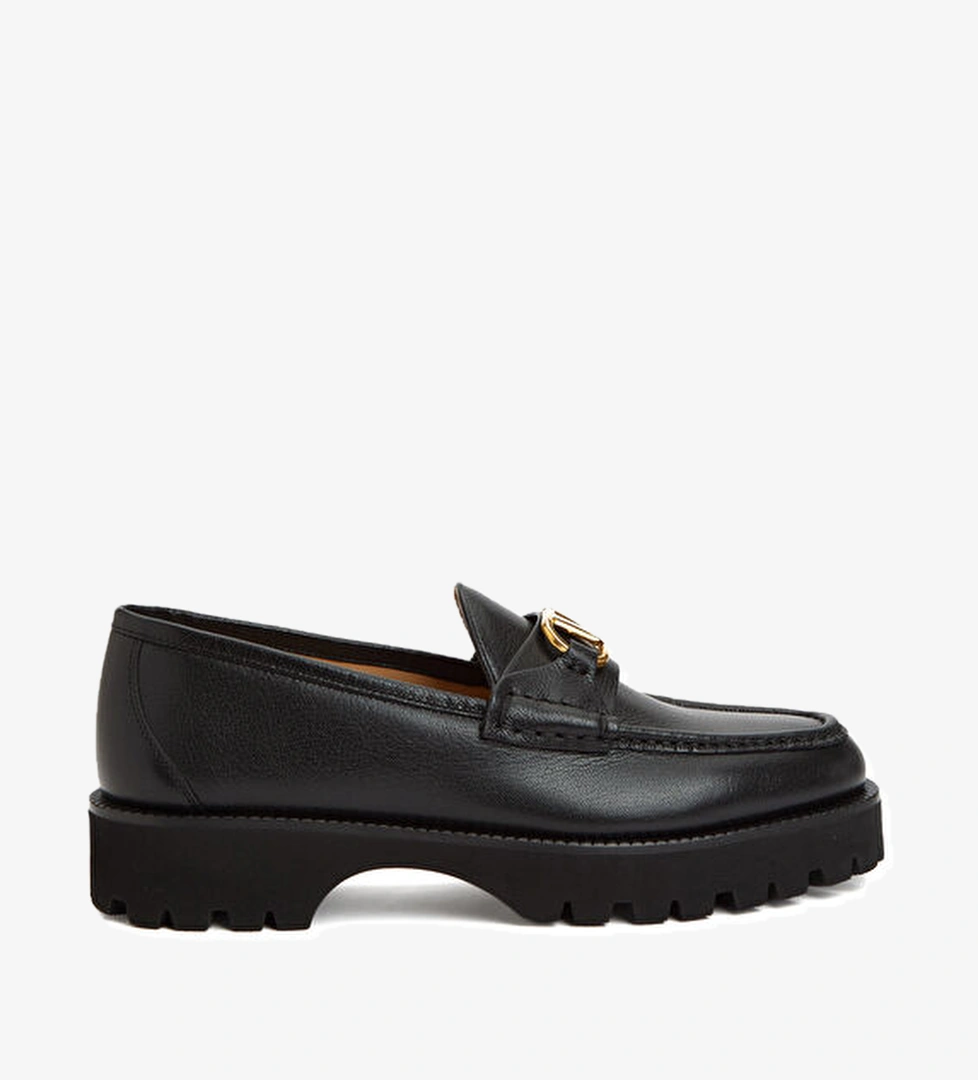 Valentino Garavani Siyah Kadın Deri Loafer model görseli