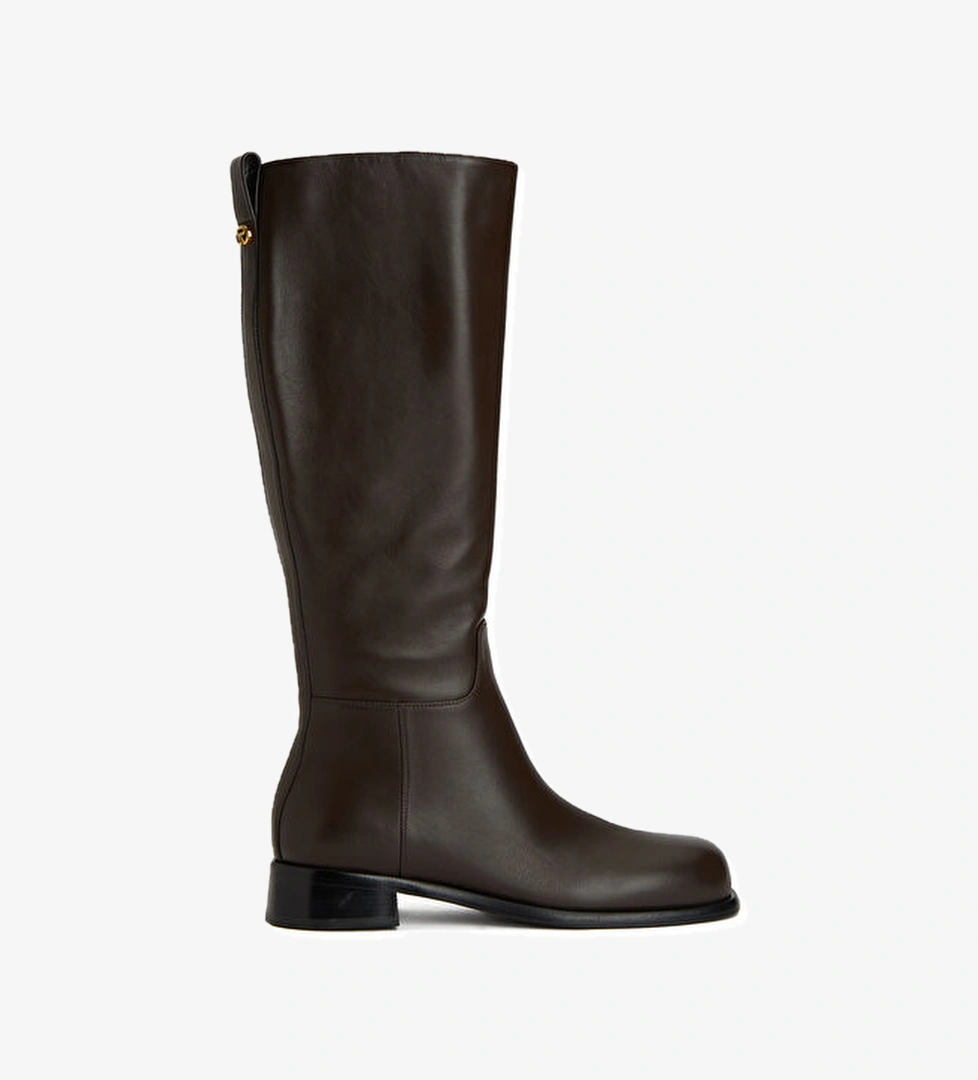 Koyu Kahverengi Kadın Deri Çizme - Görsel 1