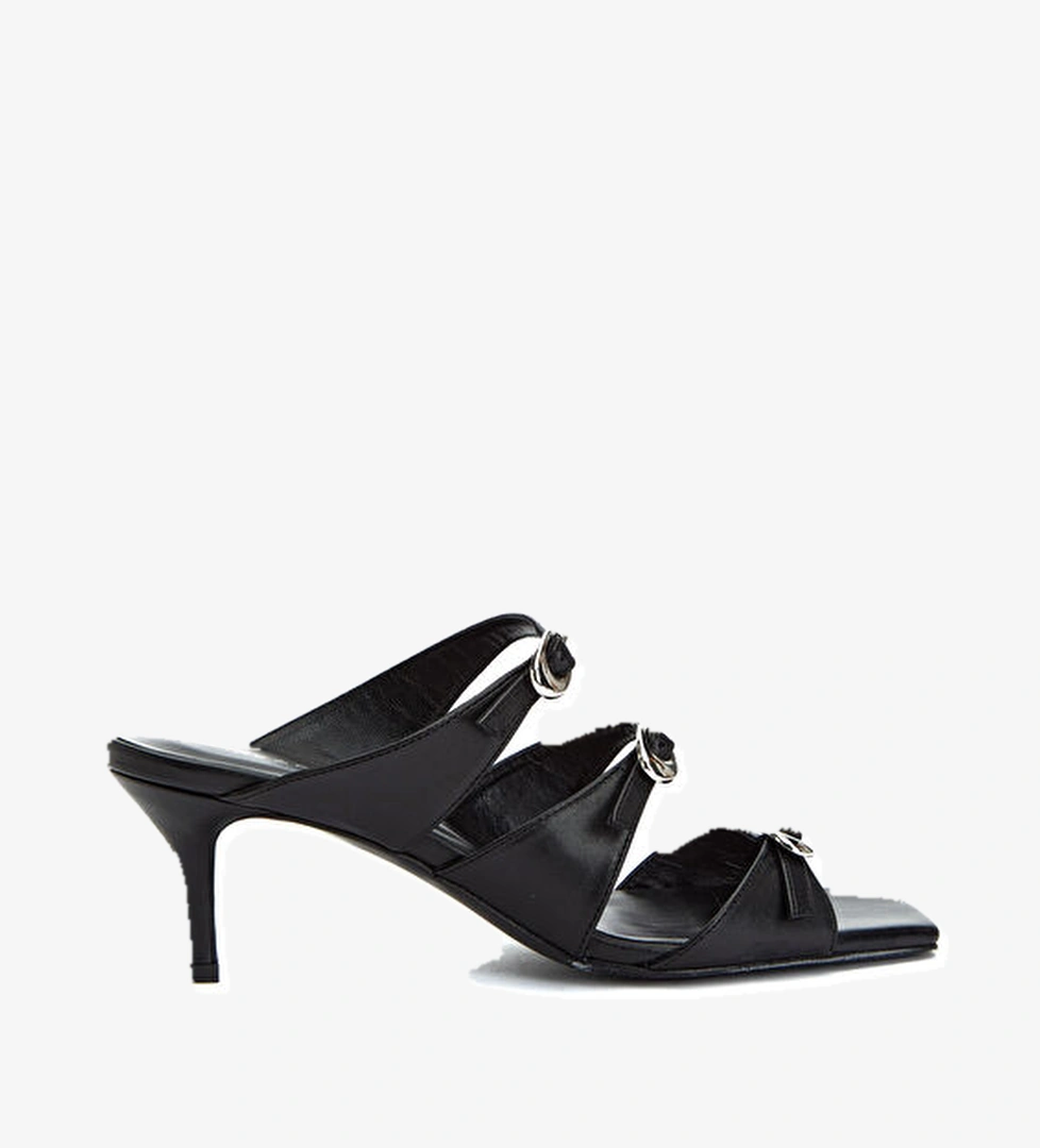 Academia Academia Siyah Amorf Tokalı Kadın Deri Terlik Sandalet & Terlik | Beymen Siyah - 1. görsel