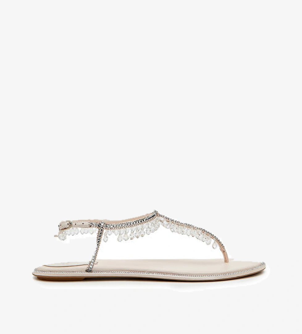 Chandelier Pudra Kadın Saten Sandalet - Görsel 1