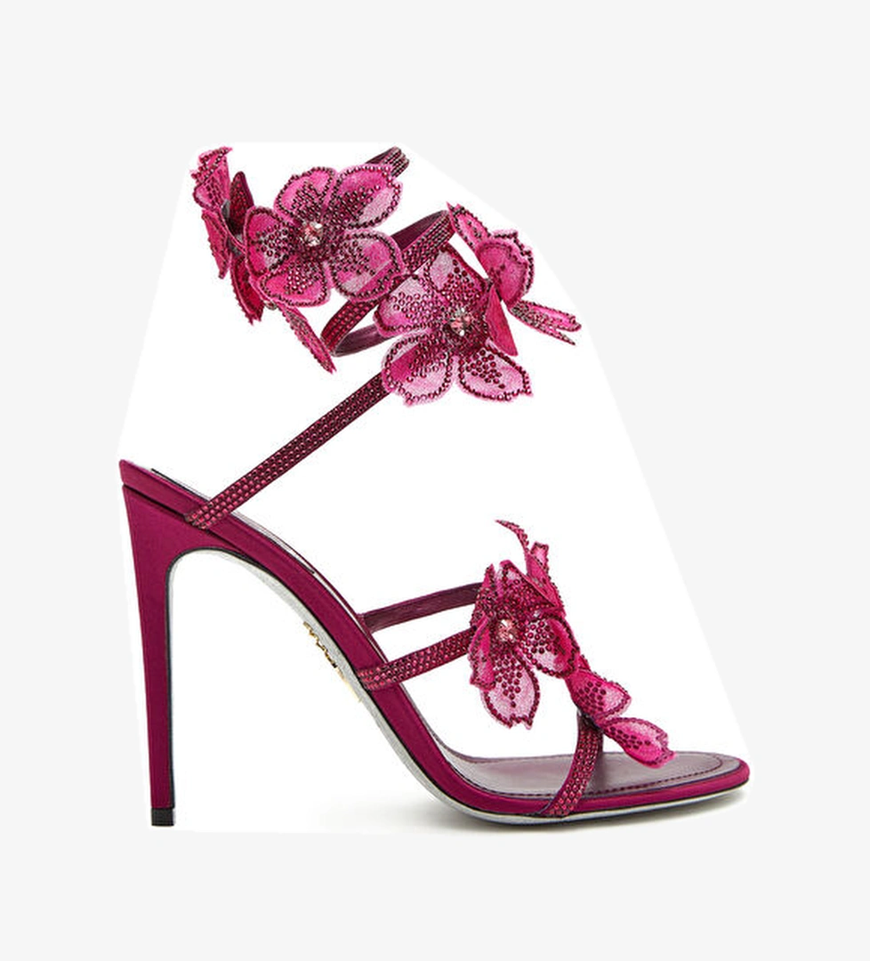 Floriane Fuşya Kadın Saten Sandalet - Görsel 1