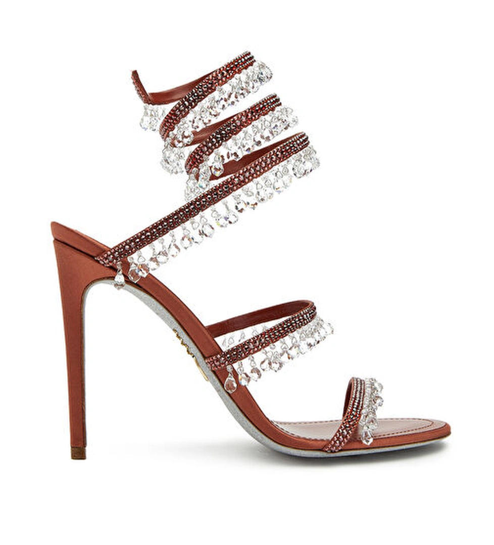 Rene Caovilla Chandelier Koyu Kırmızı Kadın Saten Sandalet model görseli