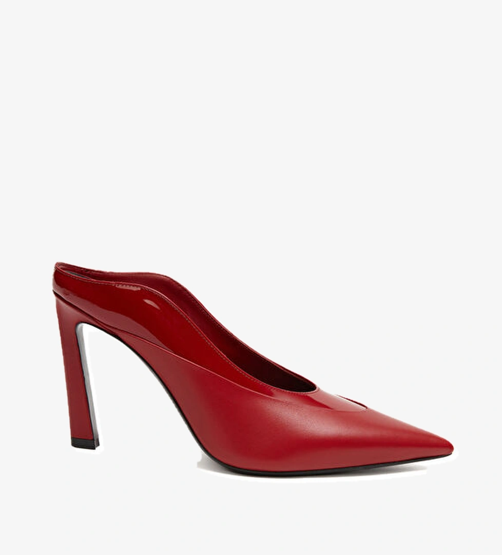 Spiky Kırmızı Kadın Deri Terlik - Görsel 1