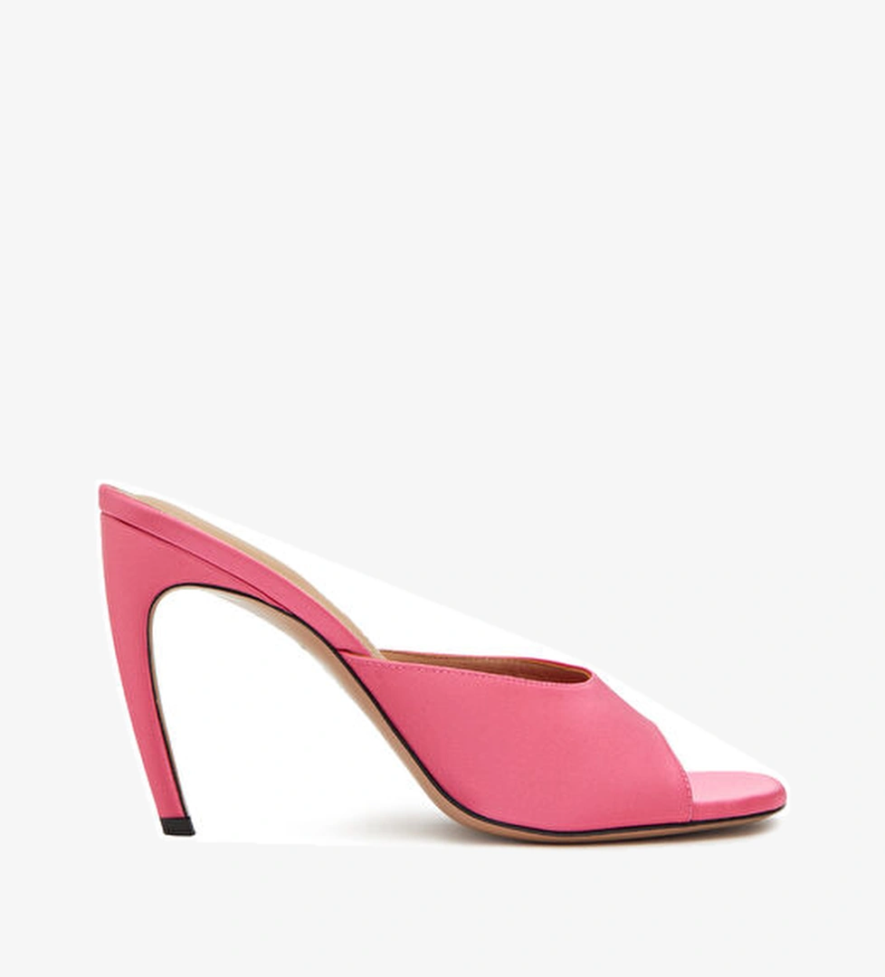 Betta Fuşya Saten Topuklu Terlik - Görsel 1