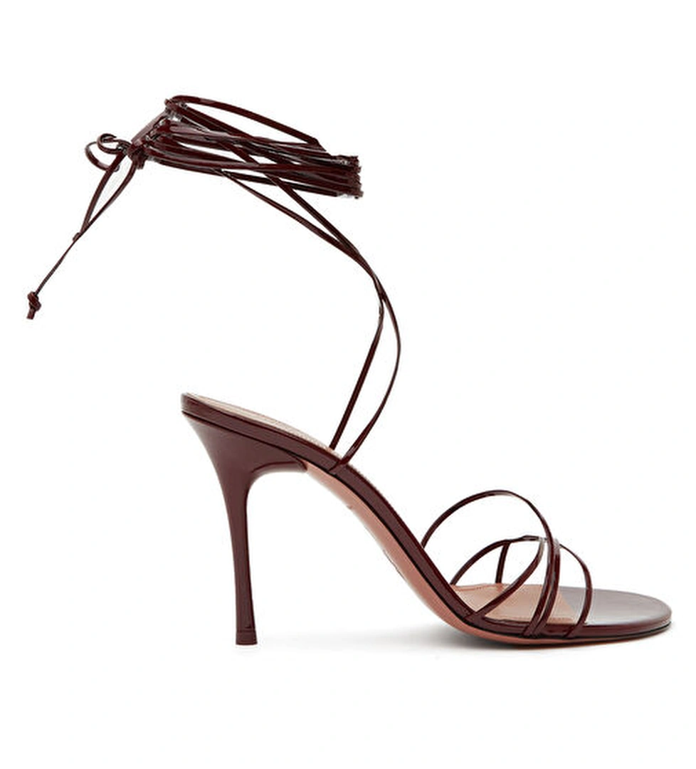 Amina Muaddi Lori Bordo Kadın Deri Sandalet model görseli