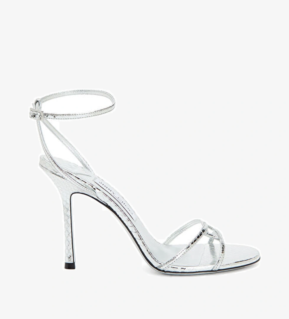 1998 Leo Silver Deri Topuklu Sandalet - Görsel 1