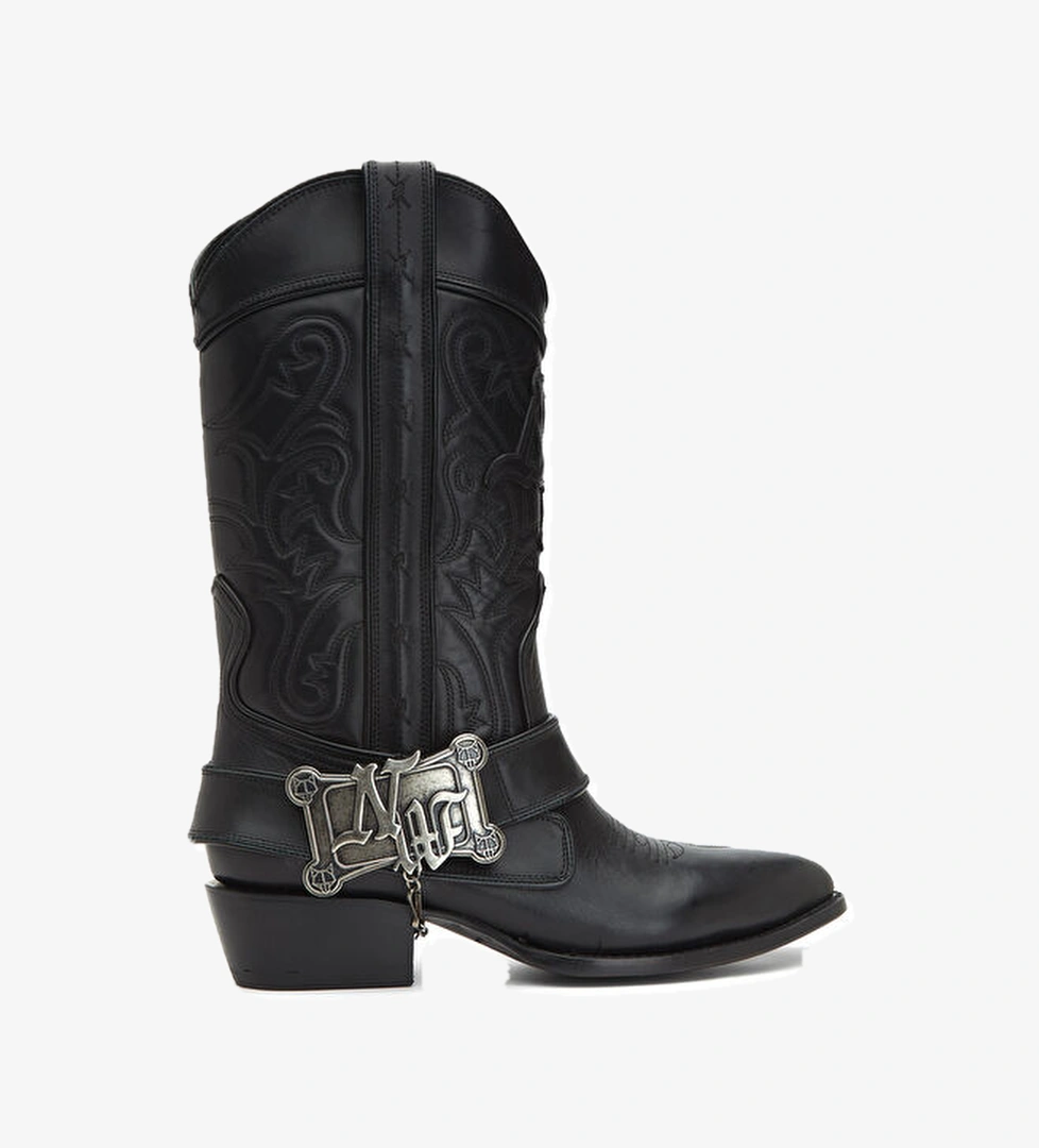 Naked Wolfe The Outlaw Siyah Erkek Deri Bot model görseli