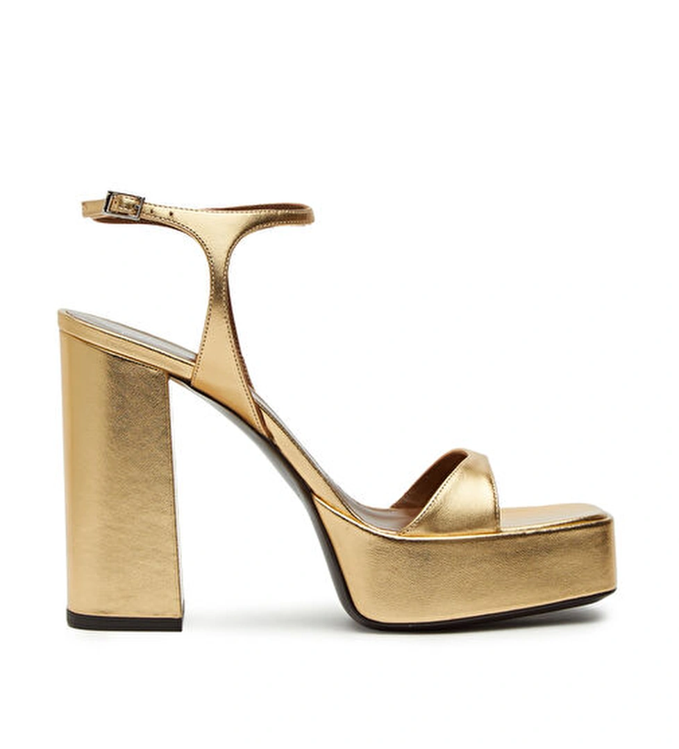 Giuseppe Zanotti Biarritz Gold Deri Topuklu Sandalet model görseli