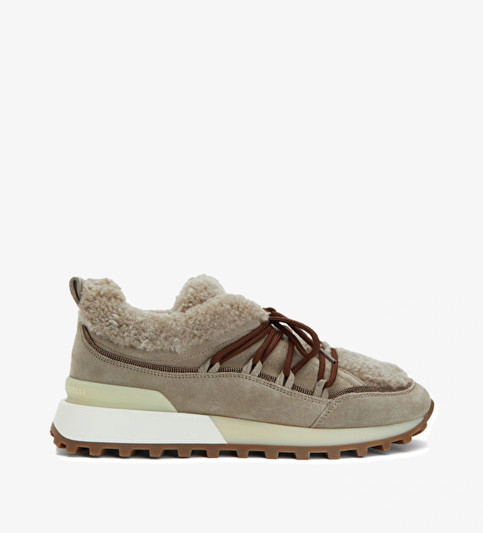 Brunello Cucinelli Vizon Kadın Süet Sneaker model görseli