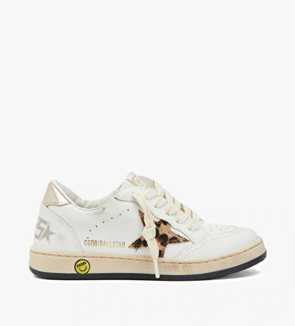 Golden Goose Ball Star Beyaz Unisex Çocuk Deri Sneaker model görseli