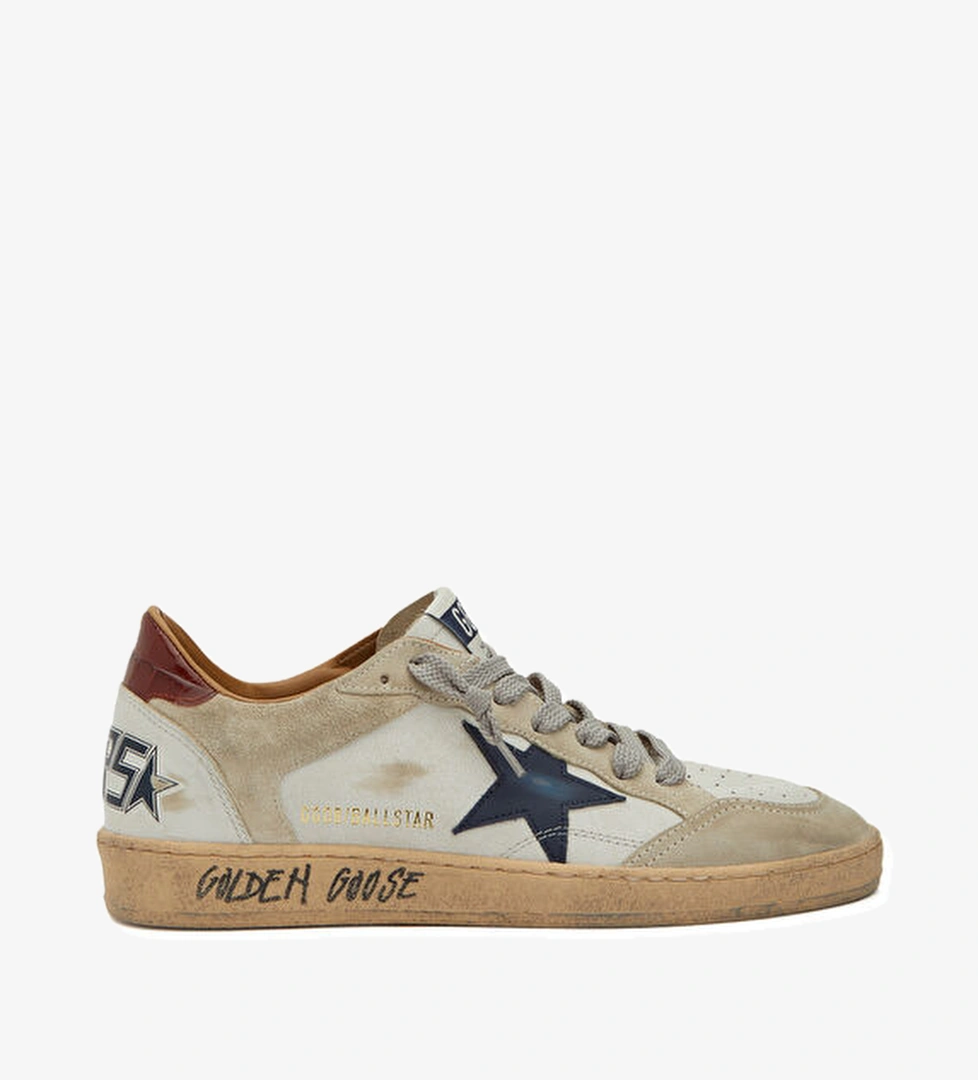 Golden Goose Ball Star Lacivert Beyaz Erkek Deri Sneaker model görseli