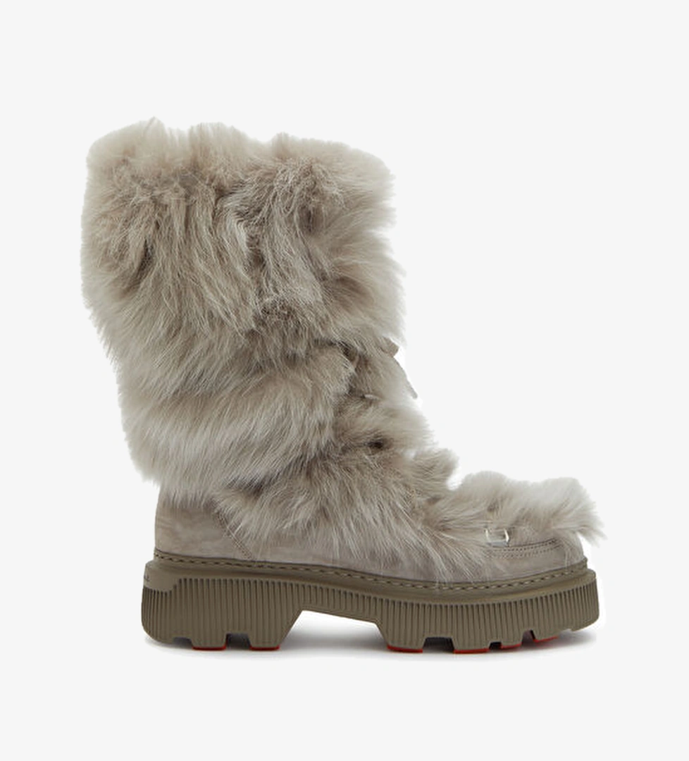 Santoni Bej Shearling Dokulu Kadın Süet Kar Botu model görseli
