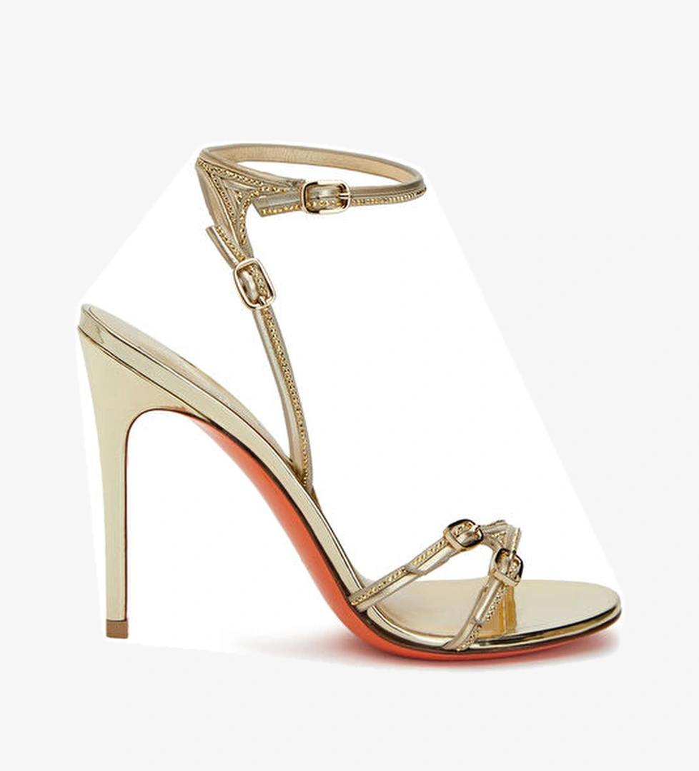 Gold Mikro Taşlı Kadın Sandalet - Görsel 1