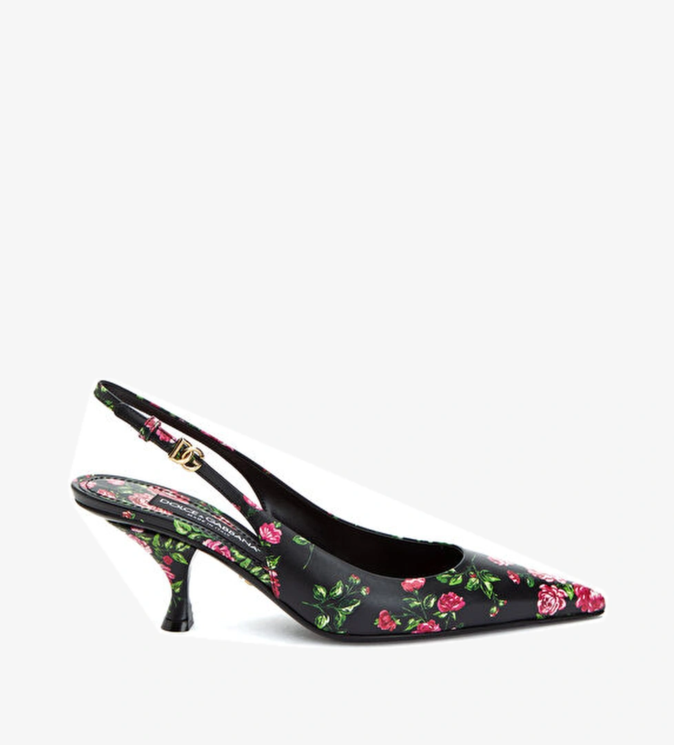 Dolce&gabbana Lollo Pembe Siyah Çiçek Desenli Deri Stiletto model görseli
