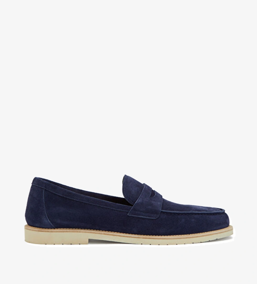 Brunello Cucinelli Lacivert Erkek Süet Loafer model görseli
