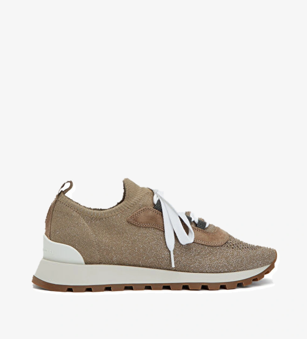 Brunello Cucinelli Açık Kahverengi Sim Dokulu Kadın Sneaker model görseli