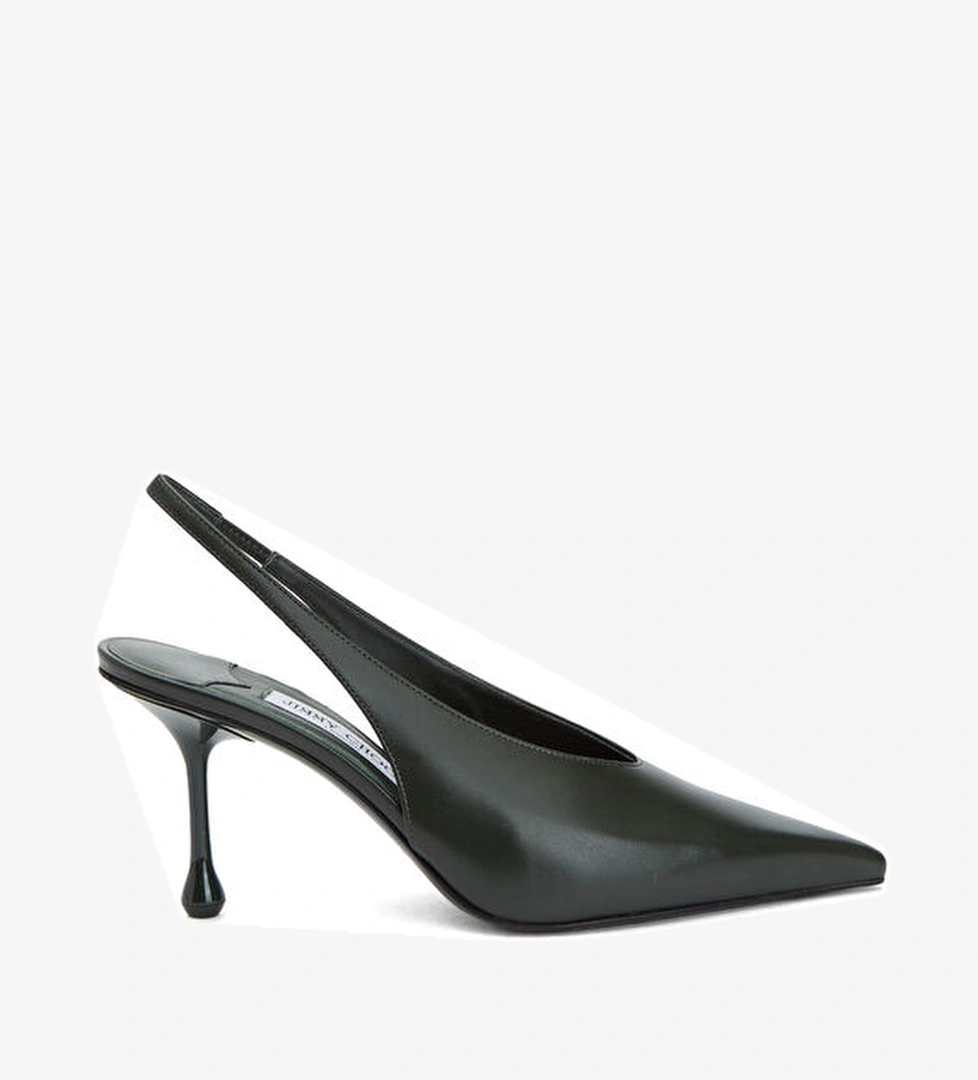 Isa Koyu Yeşil Deri Topuklu Ayakkabı - Görsel 1