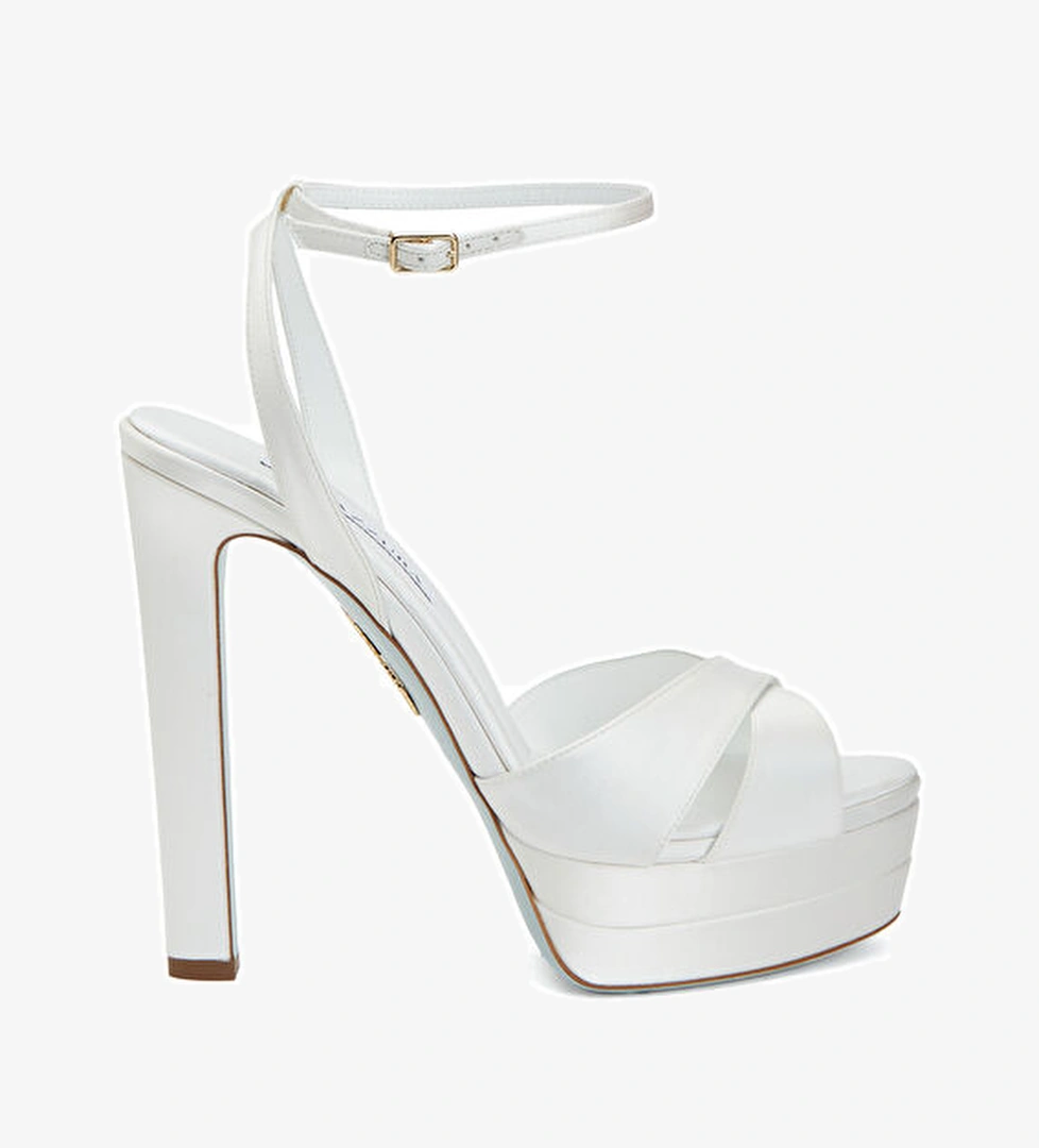 Divine Beyaz Saten Topuklu Ayakkabı - Görsel 1