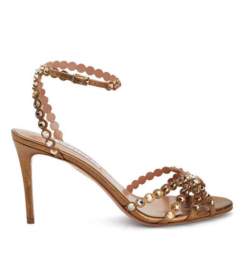 Aquazzura Aquazzura Tequila Gold Deri Topuklu Ayakkabı Sandalet & Terlik | Beymen Gold - 1. görsel
