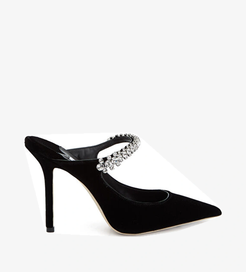 Bing Siyah Taşlı Topuklu Terlik - Görsel 1