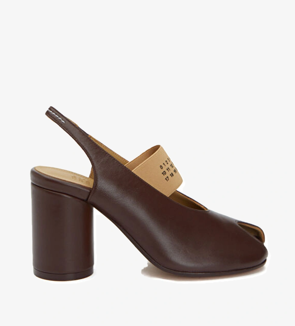 Mm6 Maison Margiela Anatomic Numeric Kahverengi Deri Topuklu Ayakkabı model görseli