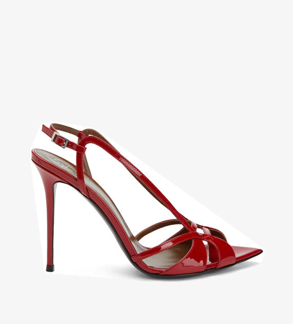 Kırmızı Kadın Deri Sandalet - Görsel 1