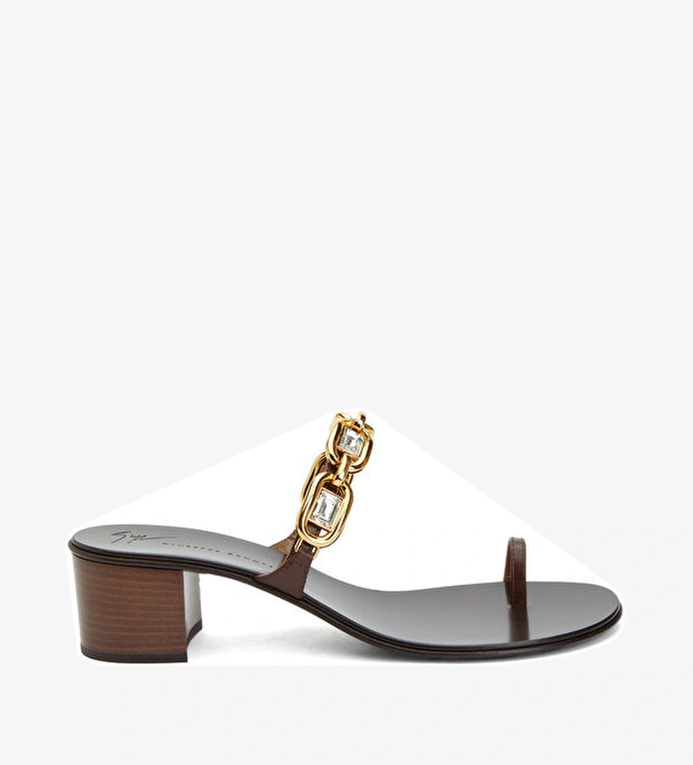 Kahverengi Kadın Deri Terlik - Görsel 1