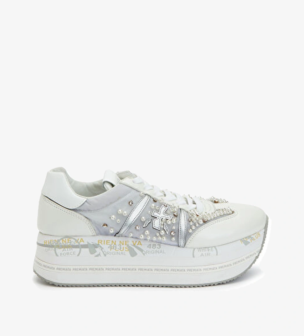 Beymen Reborn Beymen Reborn Beyaz Gri Premiata Kadın Sneakers | Beymen Beyaz Gri - 1. görsel