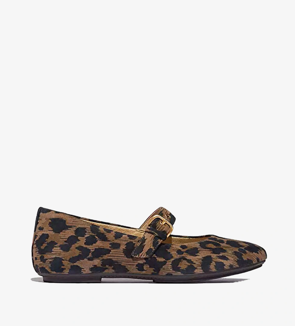 Delicato Chocolate Mix Leopar Desenli Süet Kadın Babet 