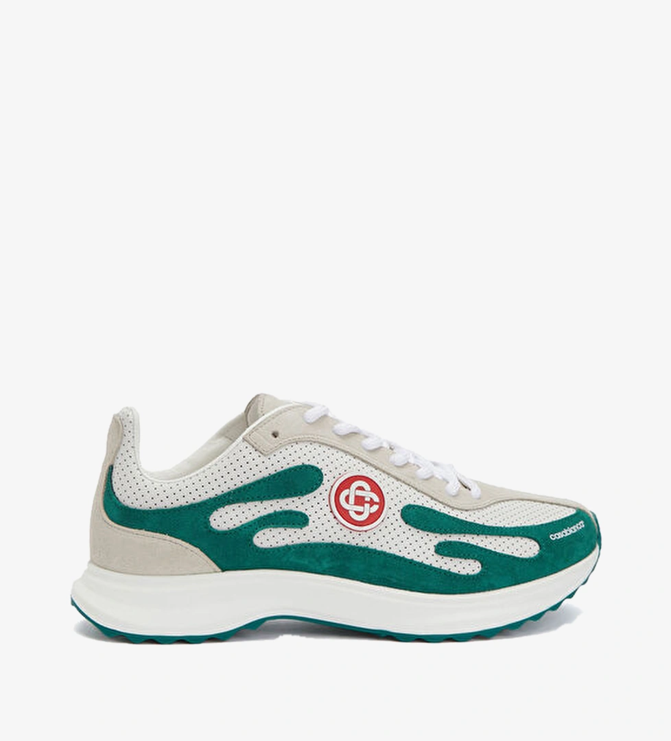 Beyaz Yeşil Kadın Deri Sneaker