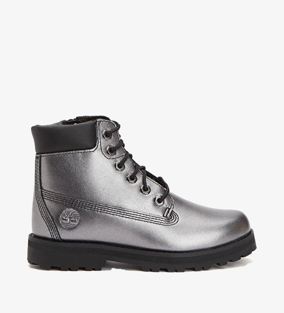 Courma Metalik Gri Unisex Çocuk Deri Bot