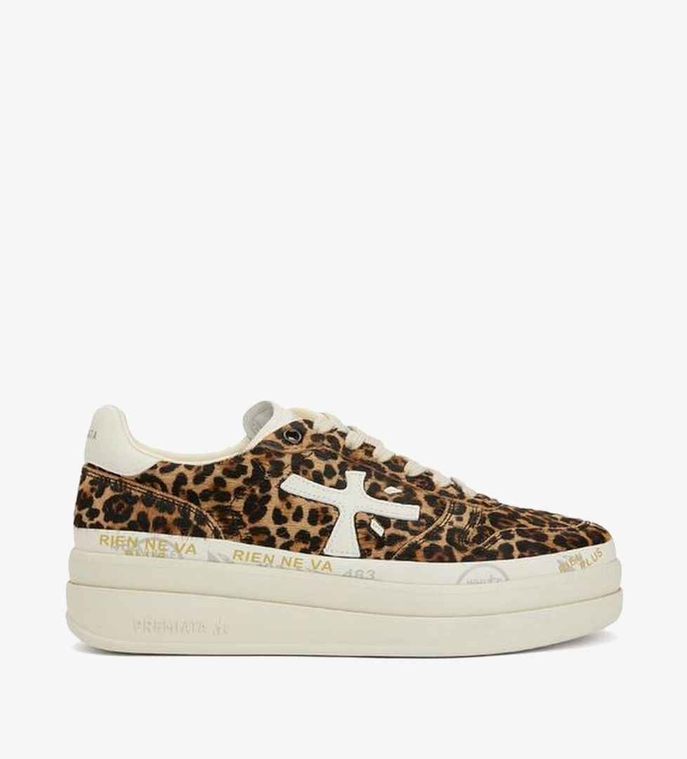 Micol Leopar Desenli Kadın Deri Sneaker