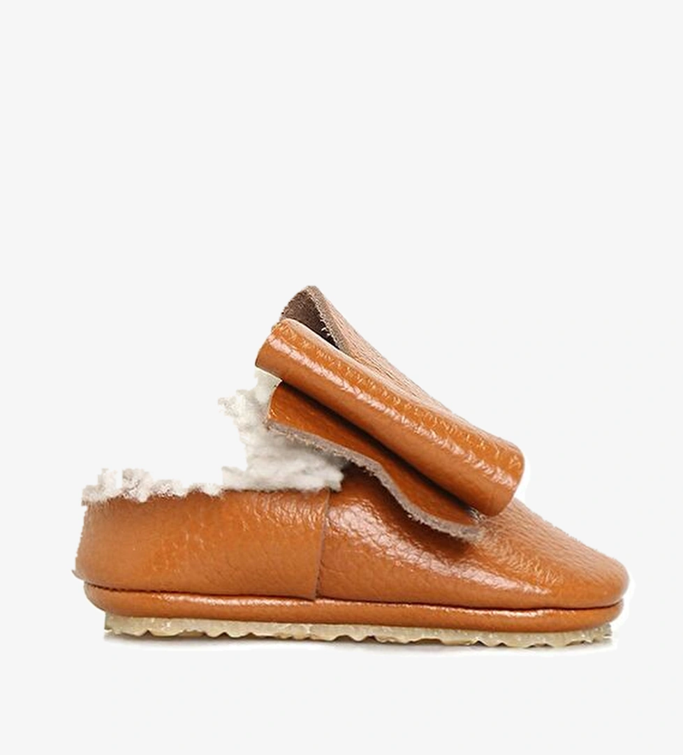 Atelier By Baby Elain Taba El Yapımı Unisex Bebek Deri Ayakkabı model görseli