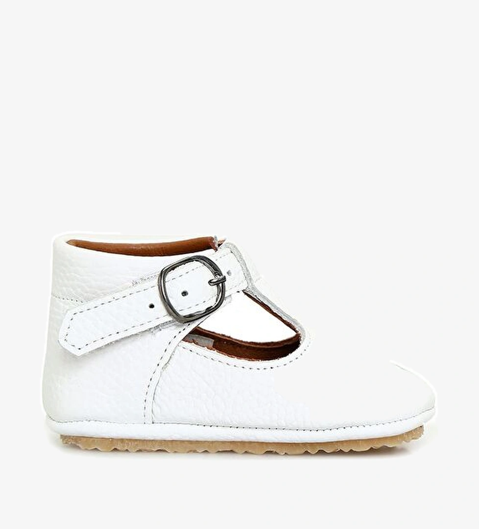 Atelier By Baby Violet Beyaz El Yapımı Unisex Bebek Deri Ayakkabı model görseli