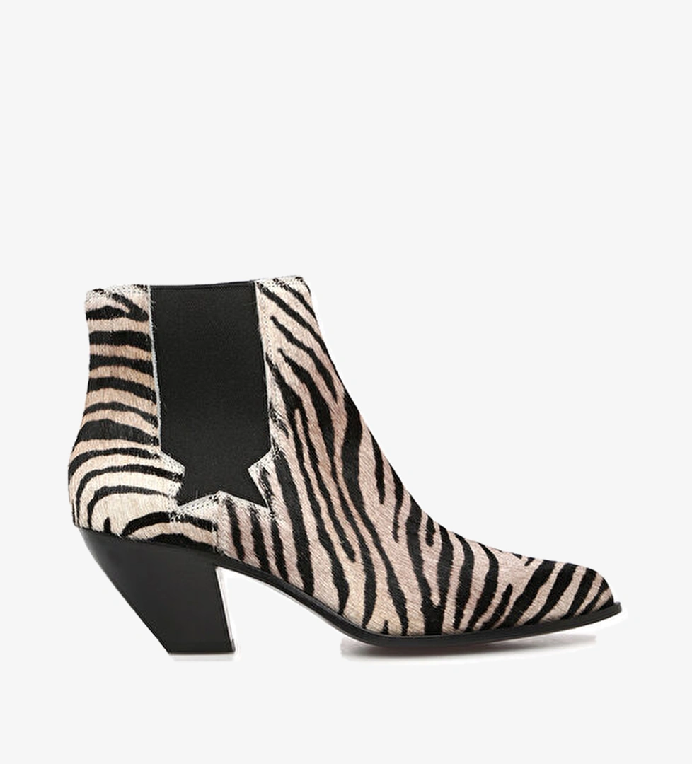 Golden Goose Siyah Beyaz Zebra Desenli Kadın Deri Bot model görseli