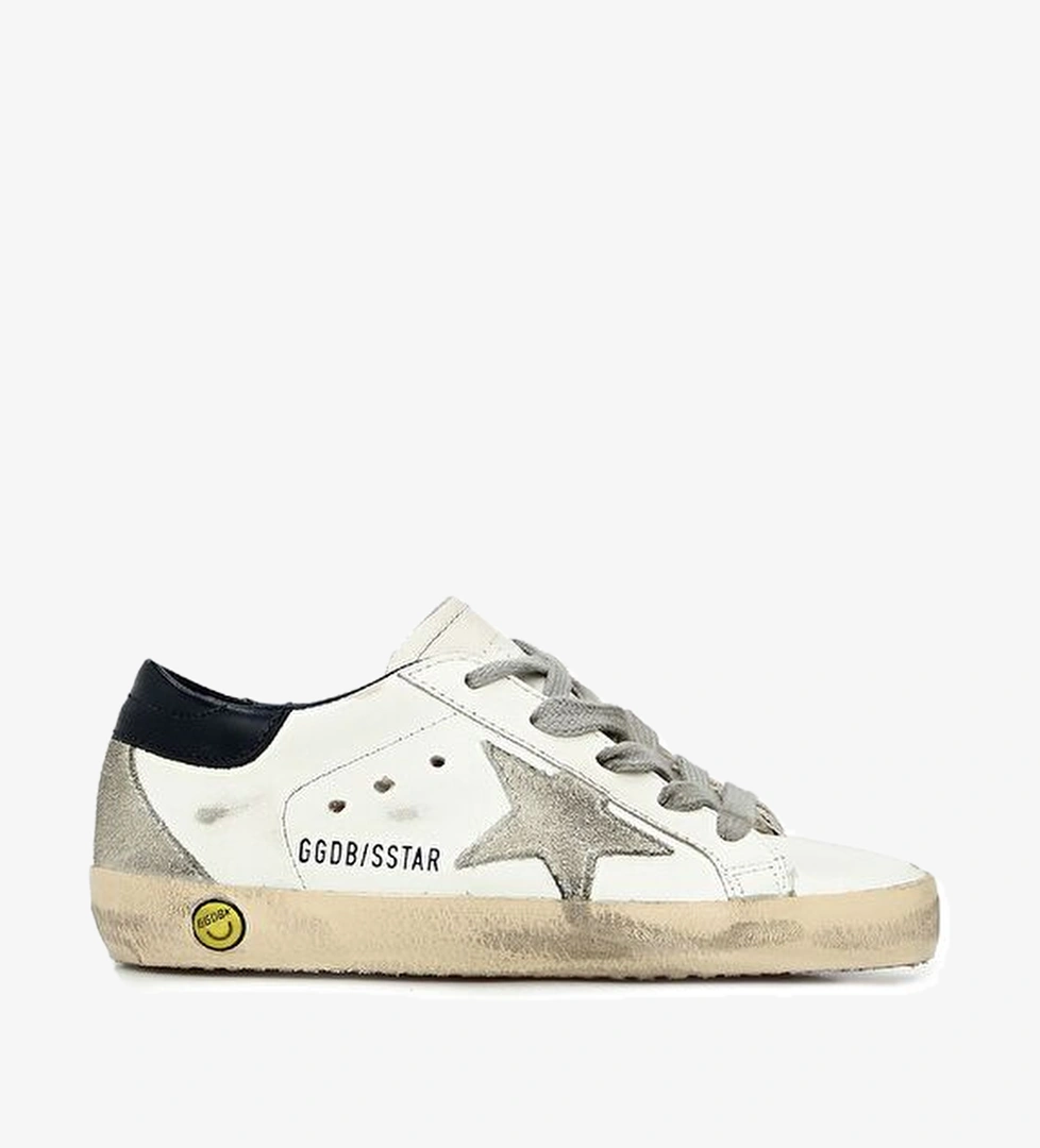 Golden Goose Superstar Beyaz Gri Unisex Çocuk Deri Sneaker model görseli