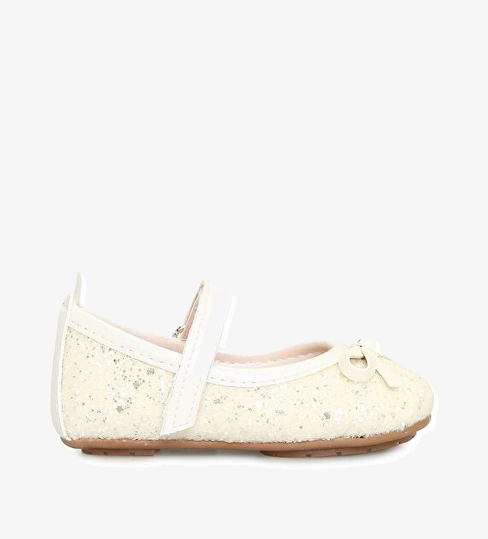 Beyaz Simli Kız Bebek İlk Adım Ayakkabısı - Görsel 1