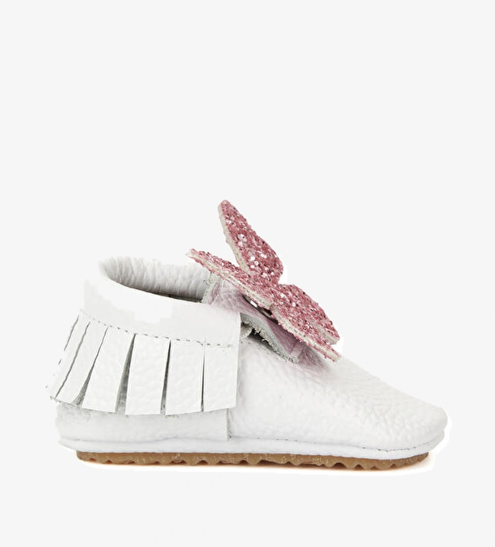 Atelier By Baby Beyaz Aksesuar Detaylı Kız Bebek Deri Ayakkabı model görseli