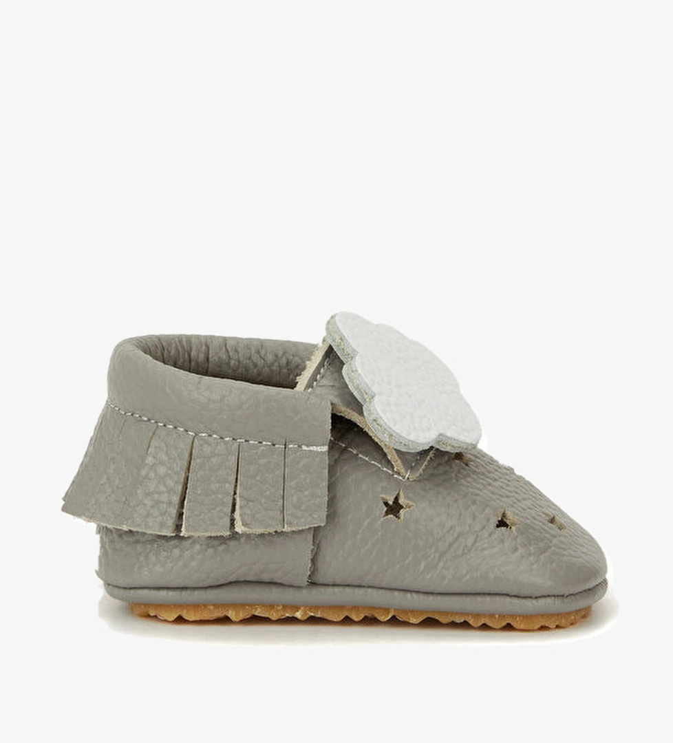 Atelier By Baby Gri Aksesuar Detaylı Erkek Bebek Deri Ayakkabı model görseli